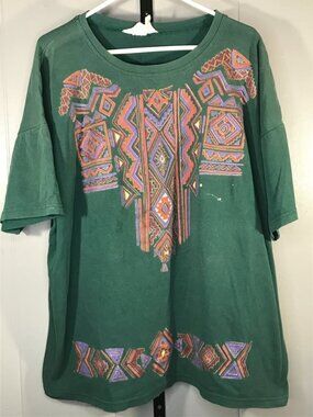 Vintage Aztec African Graphic Southwest Native Graphic Tshirt mens sz 3XL